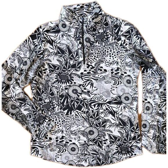 Ibkul SMALL Golf/Hike 1/4 Zip Pullover Paisley Long Sleeve Mesh SleeveCool Top - Picture 1 of 10